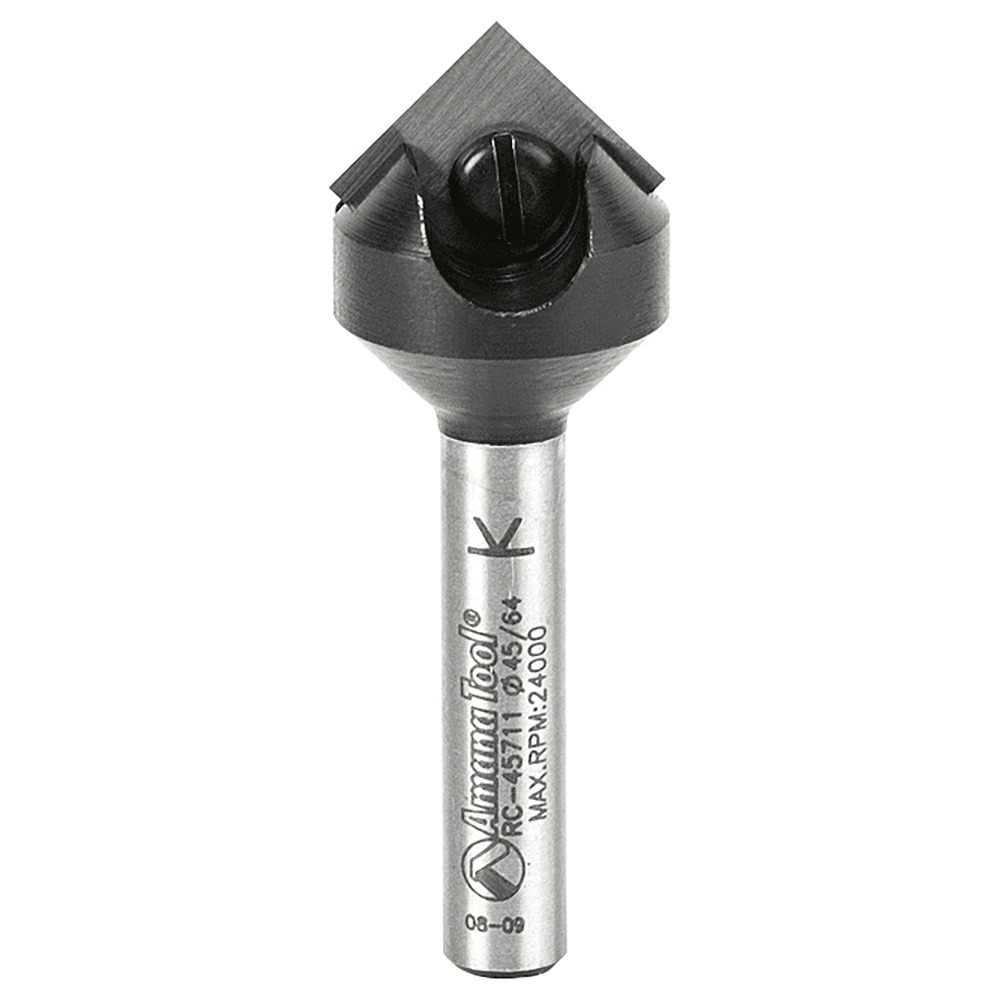 11/16" x 1-61/64" Insert Signmaking V-Groove Router Bit, 1-Flute, 1/4" Shank - Main Image