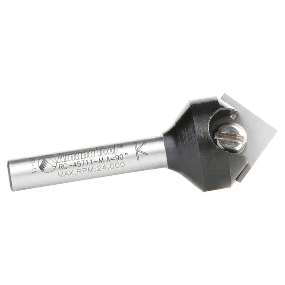 RC-45711-M 17.6mm x 8.5mm 90° In-Tech Insert V-Groove Router Bit, 1-Flute, 6mm Shank Alt 3 - Image