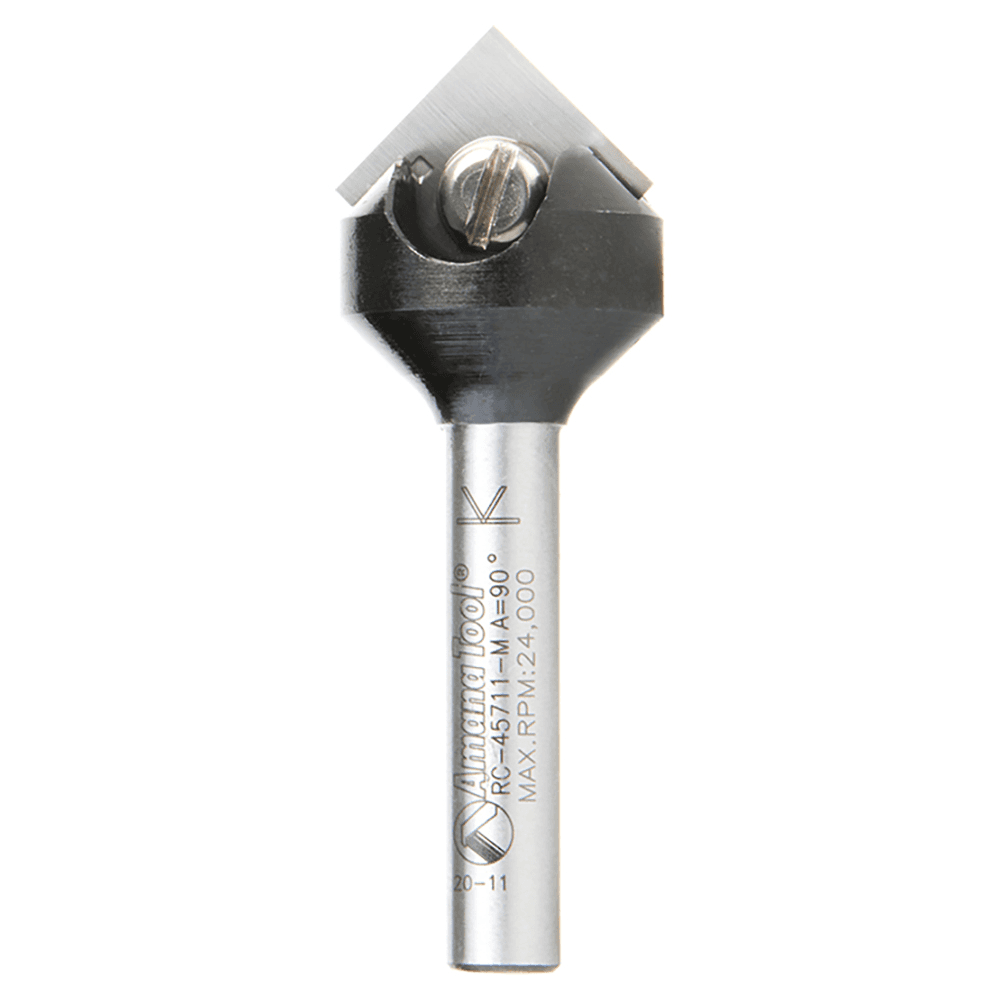 RC-45711-M 17.6mm x 8.5mm 90° In-Tech Insert V-Groove Router Bit, 1-Flute, 6mm Shank Main - Image