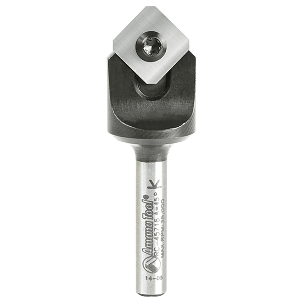 43/64" x 2-9/32" Insert Double Edge Folding V-Groove Router Bit for Shaping Composite Panel, 2-Flute, 1/4" Shank - Main Image