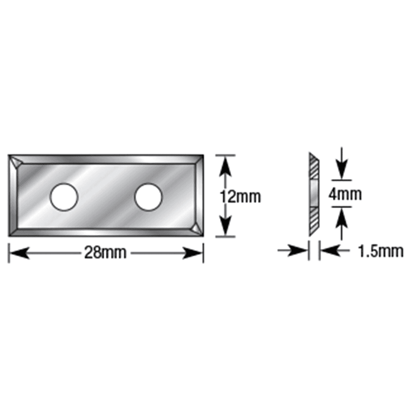 28mm x 12mm x 1.5mm Solid Carbide Miter Fold Insert Knife Alt 1 - Image