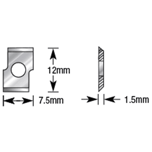 12mm x 7.5mm x 1.5mm Solid Carbide Insert Knife for Straight with Tip RC-2062 Alt 1 - Image