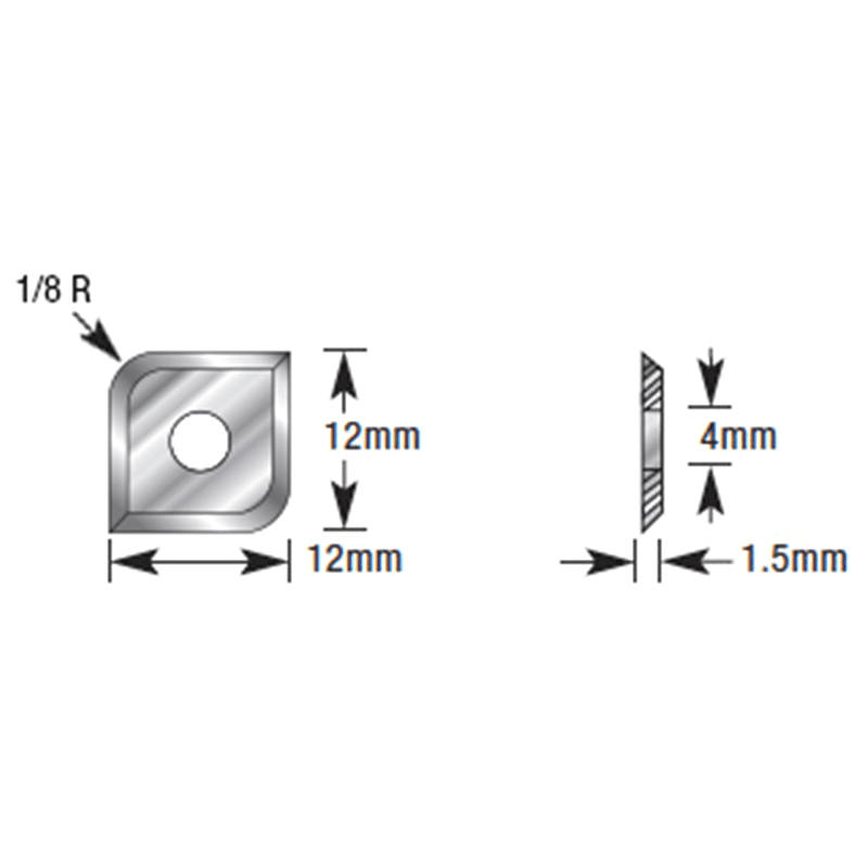 12mm x 12mm x 1.5mm Solid Carbide 4 Cutting Edges Insert Knife for General Purpose Wood/Chipboard/Plywood/RC-2242 Alt 1 - Image