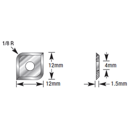 12mm x 12mm x 1.5mm Solid Carbide 4 Cutting Edges Insert Knife for General Purpose Wood/Chipboard/Plywood/RC-2242 Alt 1 - Image