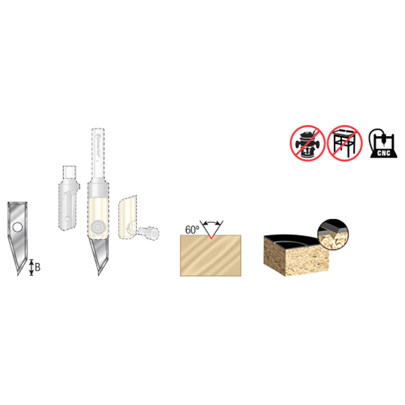 RCK-384 60° x 0.040" Solid Carbide Insert V-Tip Engraving Knife for In-Groove System Alt 1 - Image