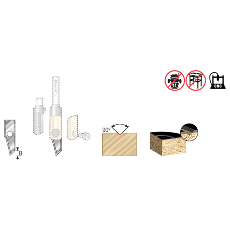 RCK-392 90° x 0.020" Solid Carbide Insert V-Tip Engraving Knife for In-Groove System Alt 1 - Image