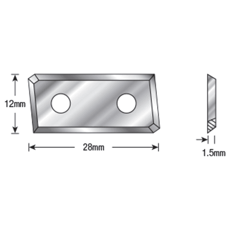 28mm x 12mm x 1.5mm Solid Carbide Replacement Insert Knife with 2mm Flat Tip Alt 1 - Image
