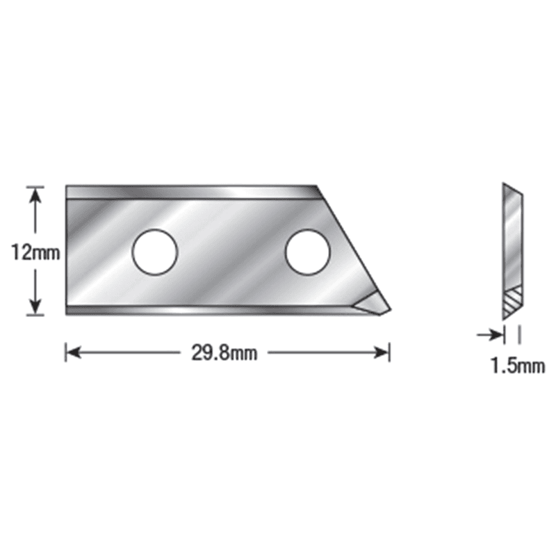29.8mm x 12mm x 1.5mm Solid Carbide Replacement Insert Knife with 3mm Flat Tip Alt 1 - Image