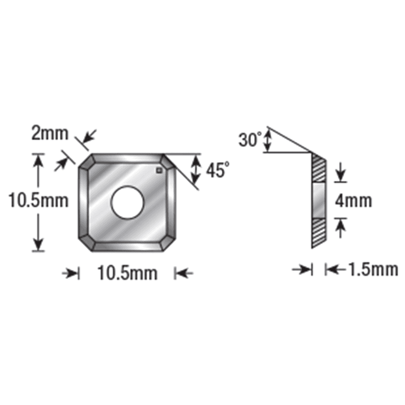 10.5mm x 10.5mm x 1.5mm Solid Carbide 4 Cutting Edges Insert Knife for Solid Wood Alt 1 - Image