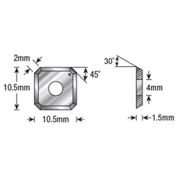 10.5mm x 10.5mm x 1.5mm Solid Carbide 4 Cutting Edges Insert Knife for Solid Wood Alt 1 - Image