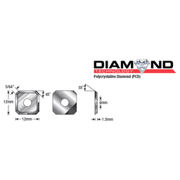 12mm x 12mm x 1.5mm Solid Carbide 3 Cutting Edges Insert Knife for MDF/Chipboard Alt 1 - Image