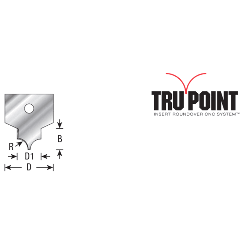 RCK-472 7/8" x 3/16" Radius Solid Carbide Insert Knife for Tru Point Roundover Insert CNC System Alt 1 - Image