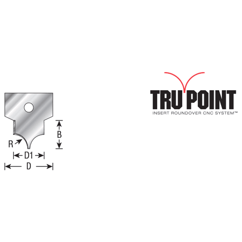 RCK-475 7/8" x 3/8" Radius Solid Carbide Insert Knife for Tru Point Roundover Insert CNC System Alt 1 - Image