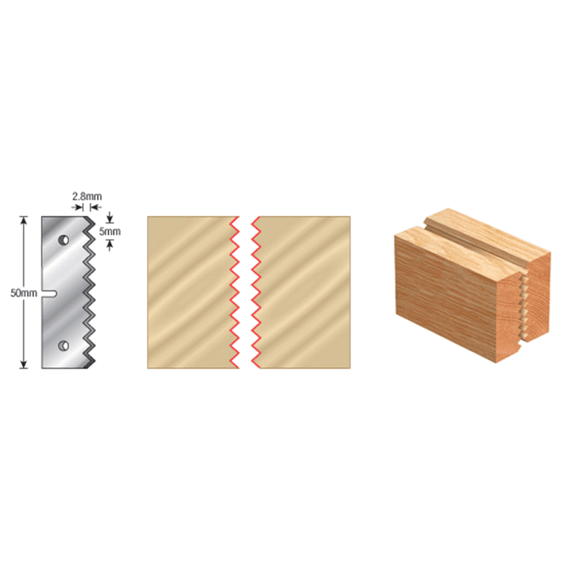 50 x 12 x 1.5mm Insert Carbide Knives for 'V' Type Glue Joint Cutterheads (2 Pieces) Alt 1 - Image