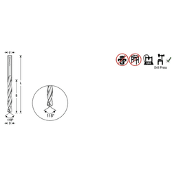 3/4" Dia x 4" CNC 4 Facet 118° Drill Point Bit, 3/4" Shank Alt 3 - Image