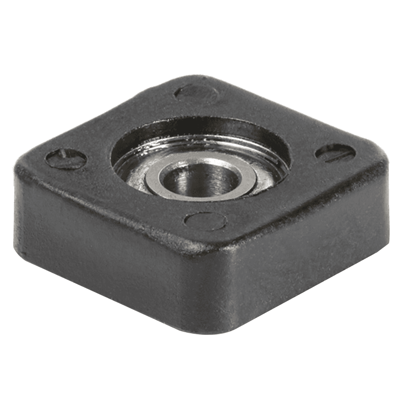 Amana Euro 3/16" x 3/4" Square Bearing Guide mounted on flush trimmer cutting high gloss laminate