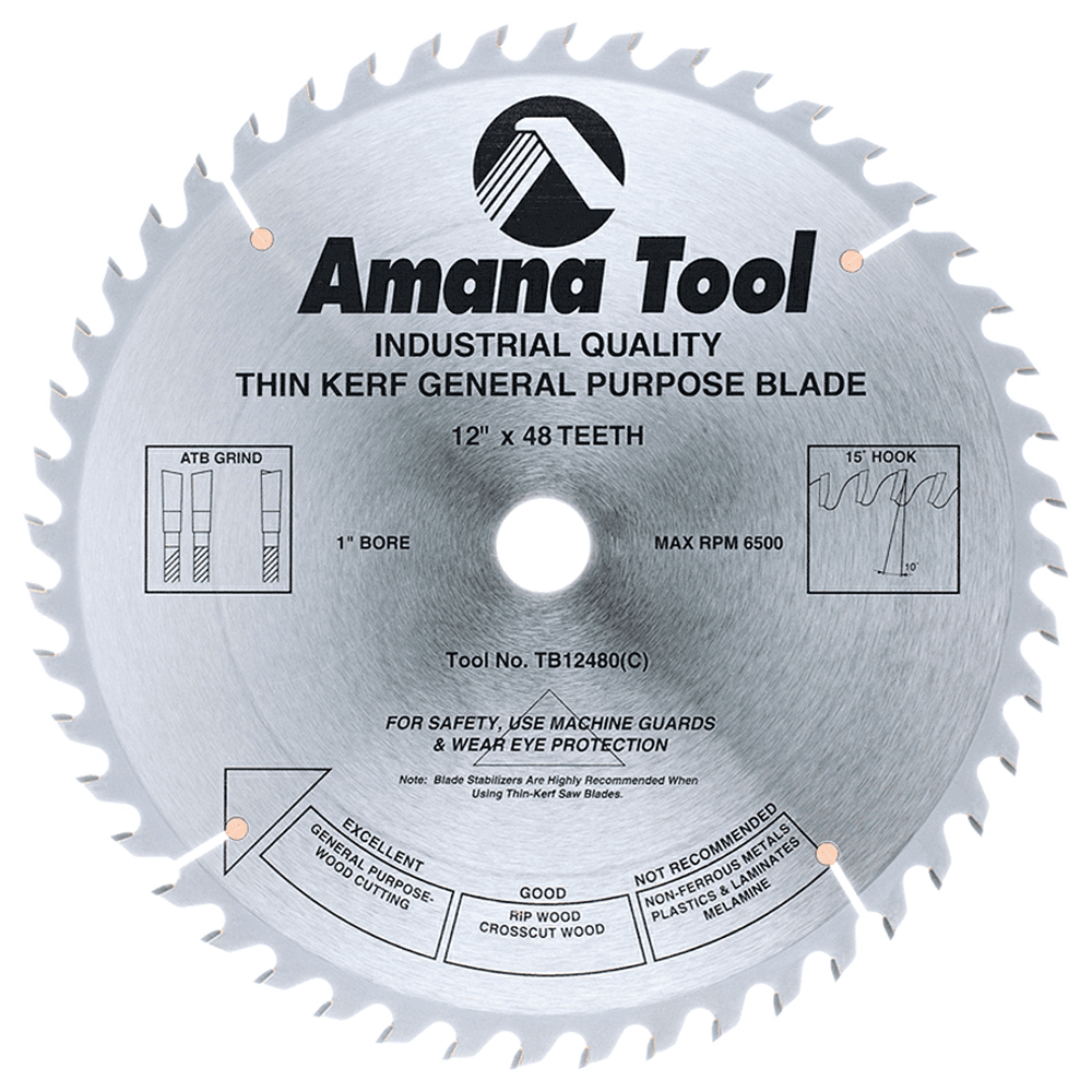 12" x 48 Teeth Thin Kerf Rip/Cross-Cut General Purpose Saw Blade - Main Image