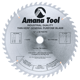 12" x 48 Teeth Thin Kerf Rip/Cross-Cut General Purpose Saw Blade - Main Image