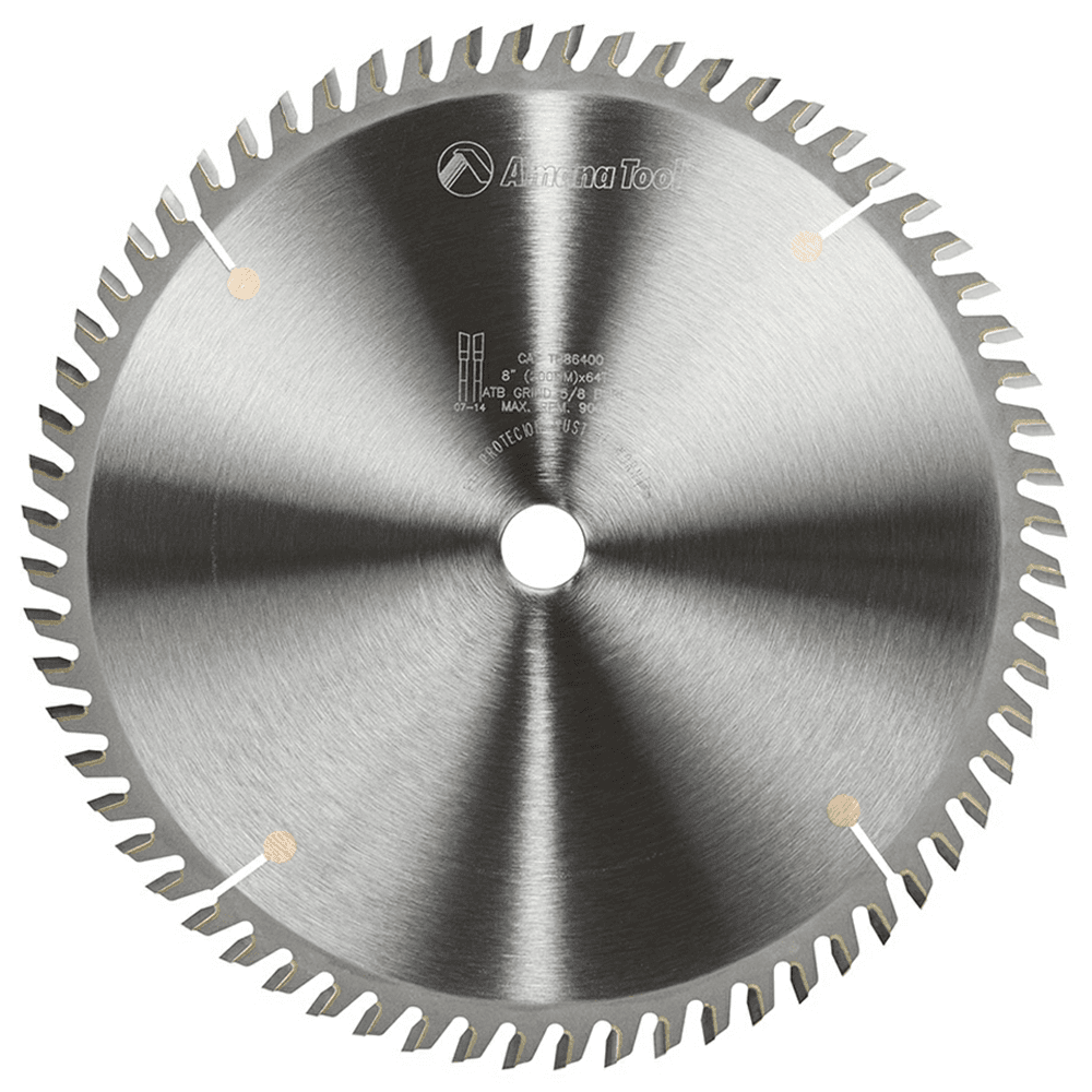8" x 64 Teeth Thin Kerf Trim Saw Blade, Alternate Top Bevel - Main Image