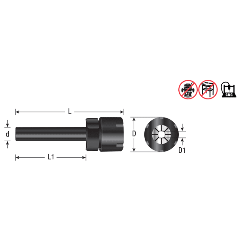 5-7/8" Length x 1-7/64" Dia x 1/4" Inner Dia CNC High Precision Tool Holder Extension, 1/4" Shank Alt 1 - Image
