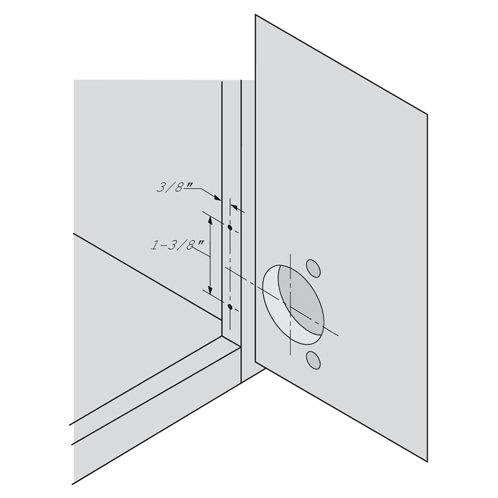 Compact 33 Edge Mount Mounting Plate, Nickel-Plated, Screw-On, 1-5/8" Overlay - Alt Image 2