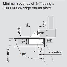 Compact 33 Edge Mount Mounting Plate, Nickel-Plated, Screw-On, 1-1/8" Overlay - Alt Image 3