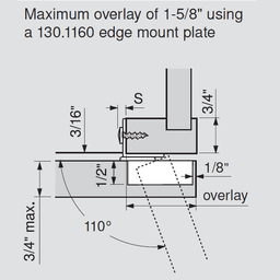 Compact 33 Edge Mount Mounting Plate, Nickel-Plated, Screw-On, 1-5/8" Overlay - Alt Image 4