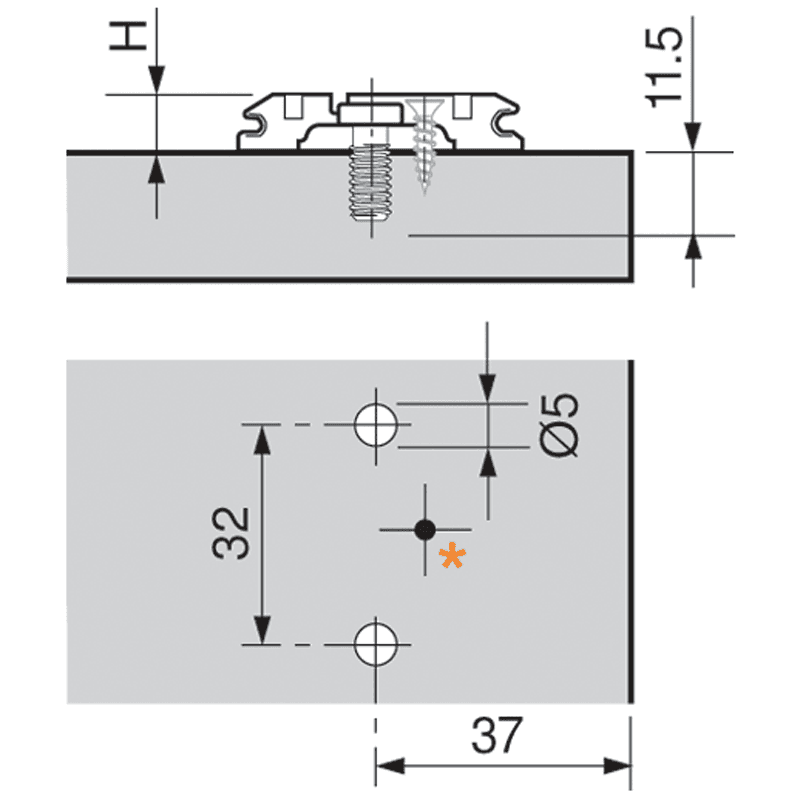Clip Cam Adjustable Wing Mounting Plate with System Screw
