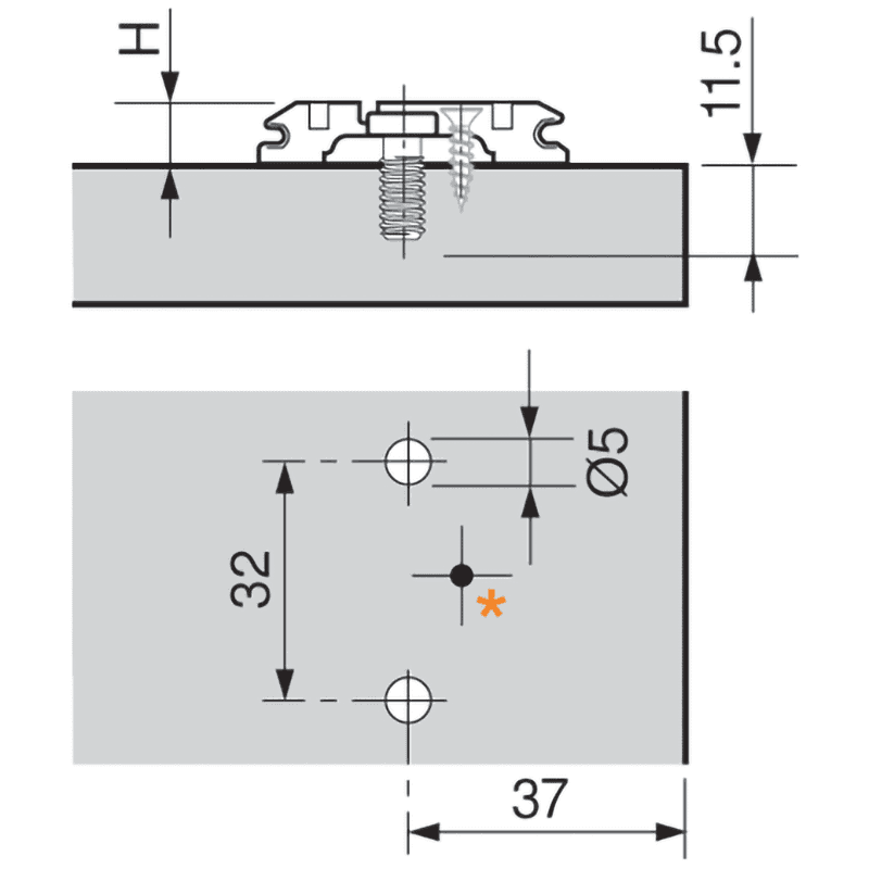 Clip Cam Adjustable Wing Mounting Plate with System Screw