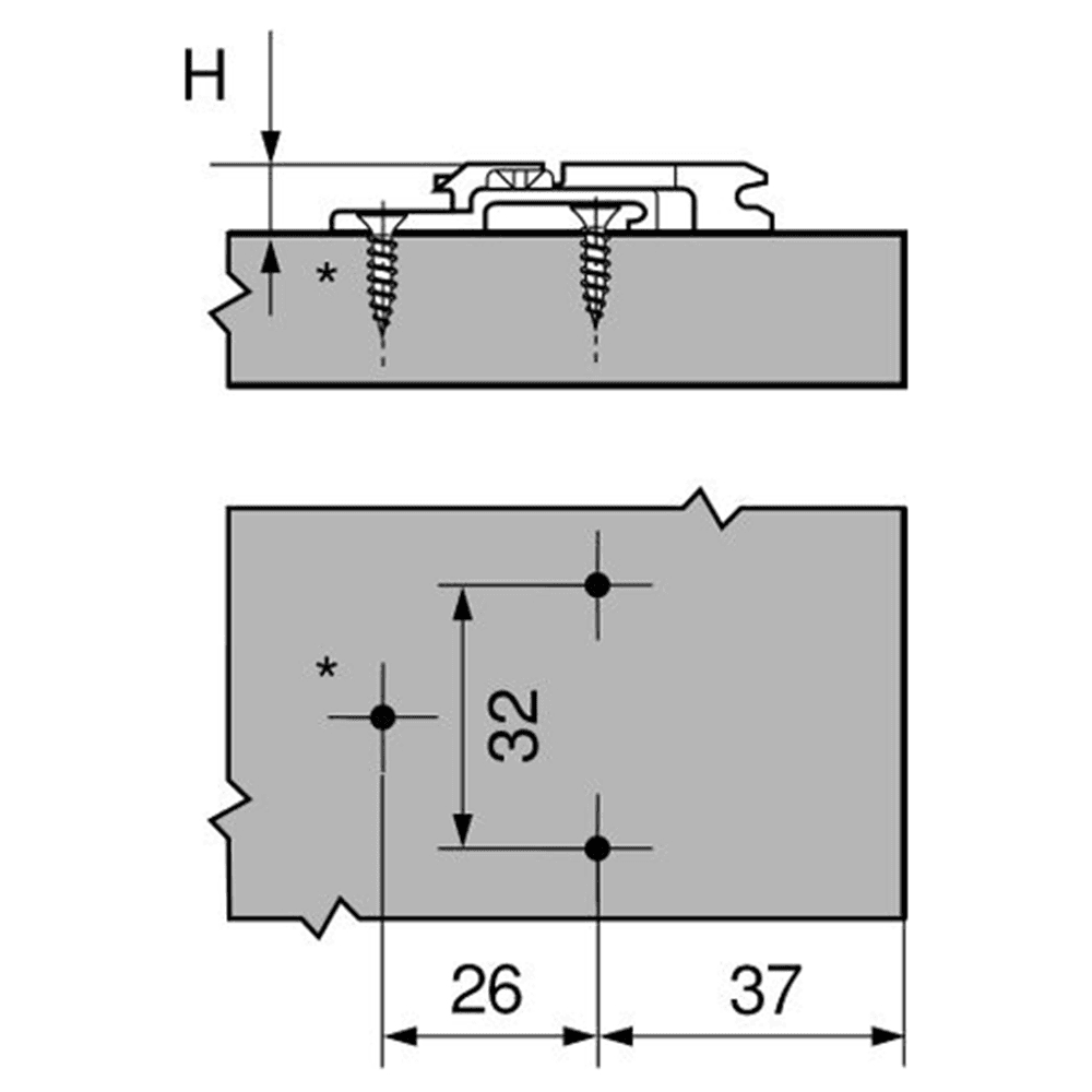 Clip 2-Piece Wing Mounting Plate, Nickel-Plated, Screw-On, 0mm - Alt Image 1