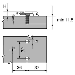 Clip 2-Piece Wing Mounting Plate, Nickel-Plated, System Screw, 0mm - Alt Image 1