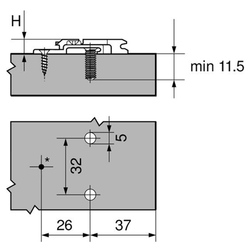 Clip 2-Piece Wing Mounting Plate, Nickel-Plated, System Screw, 18mm - Alt Image 2