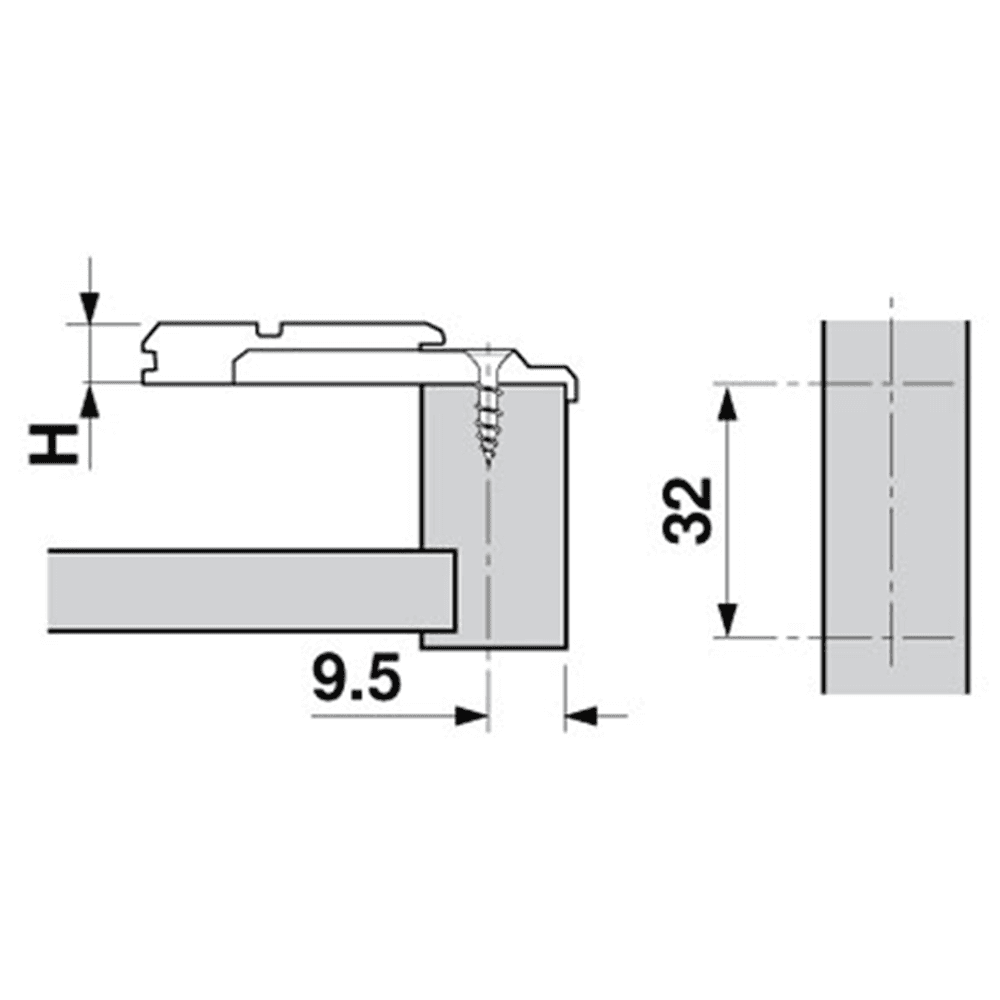 Clip Center-Mount Face Frame Mounting Plate, Nickel-Plated, Screw-On, 3mm - Alt Image 1