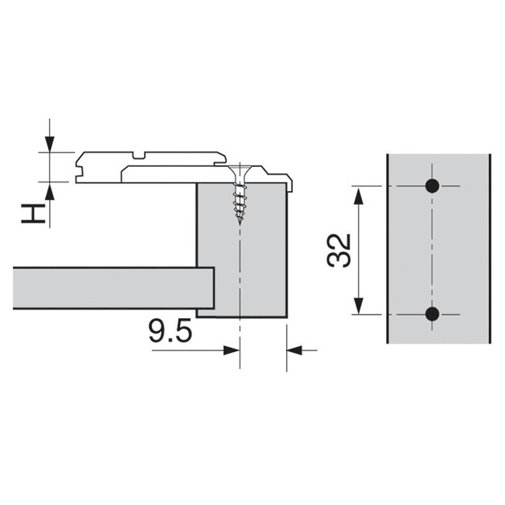 Clip Off-Center-Mount Face Frame Mounting Plate, Nickel-Plated, Screw-On, 6mm - Alt Image 2