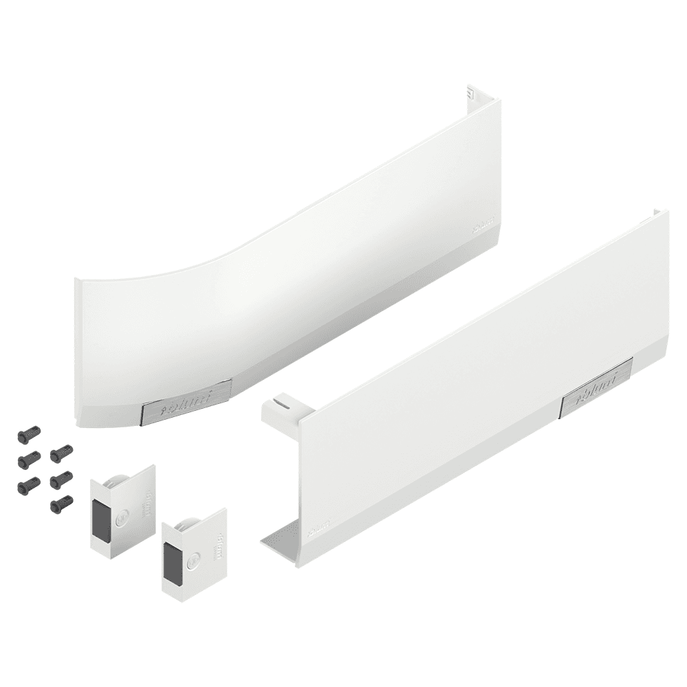 Aventos HF/HS/HL Nylon Top Cover Cap Set, Silk White/Stainless Steel Main - Image