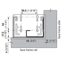 Blum Tandem Plus Rear Socket for 9" Slides Screw-On Depths 10-15/32" to 11-3/32" - Product Image 2