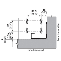 Blum Tandem Plus Rear Socket for 9" Slides in Face Frame Cabinets