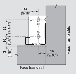 Blum Tandem Narrow Rear Mounting Bracket - Side View