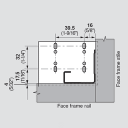 Blum Tandem Plus Rear Socket for 9" Slides Screw-On Depths 10-15/32" to 11-3/32" - Product Image 3