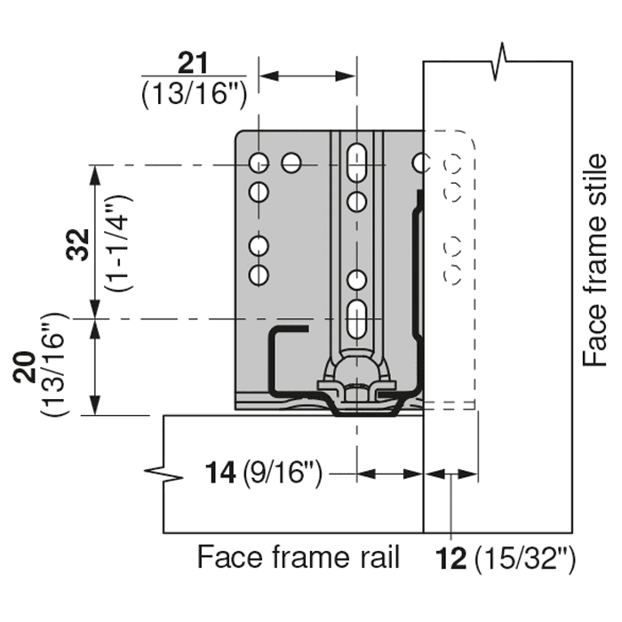 Blum Tandem/Movento Rear Mounting Bracket - Steel Screw-On Design