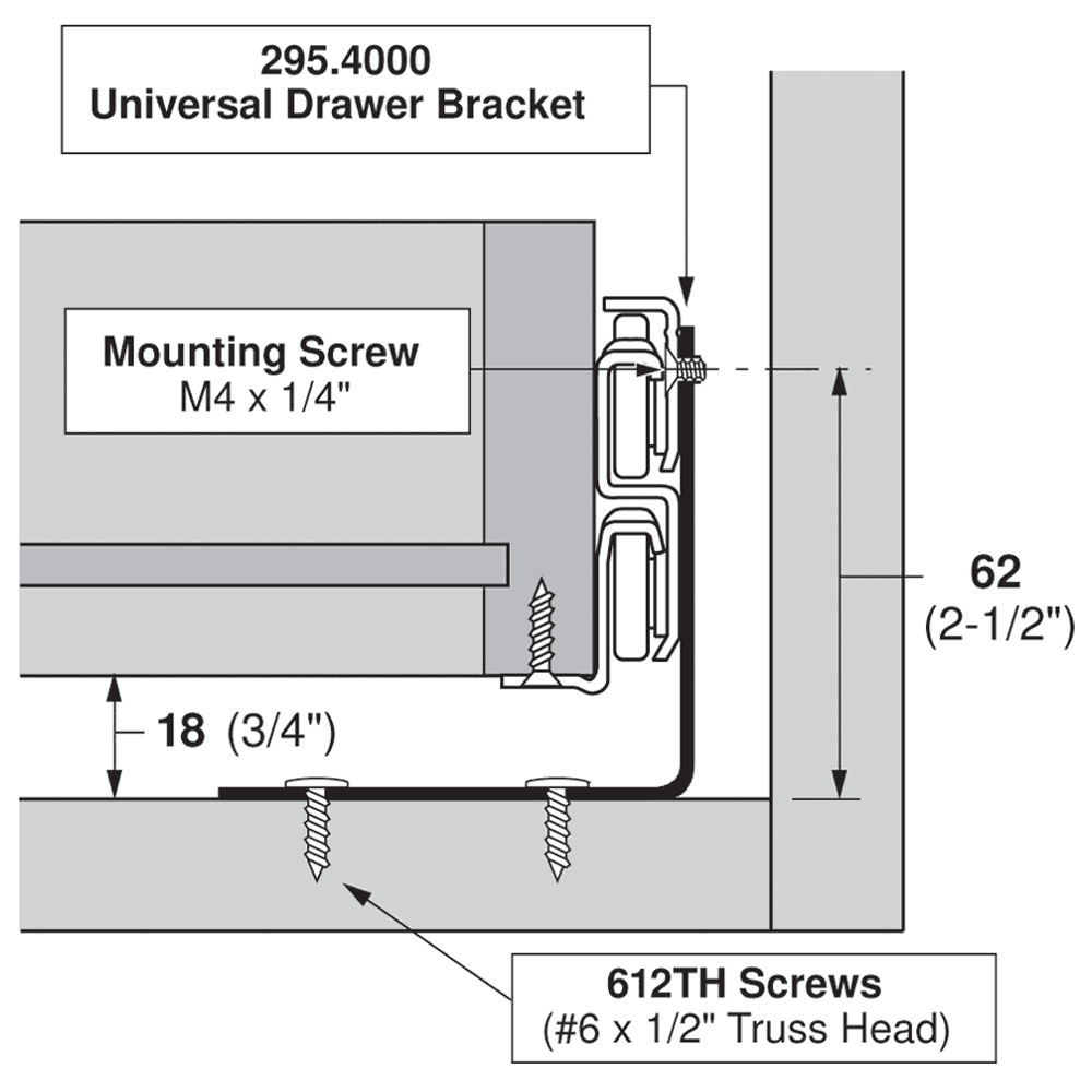 Blum Tandem Universal Drawer Bracket - Roll-out Tray Image