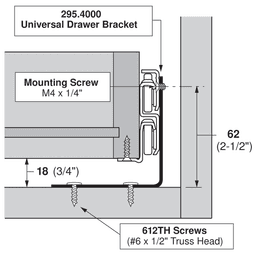 Blum Tandem Universal Drawer Bracket - Roll-out Tray Image