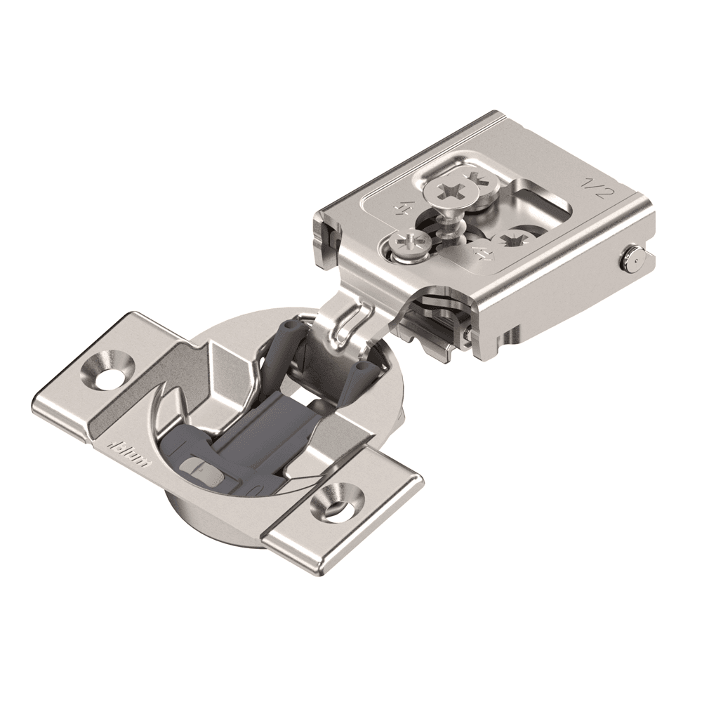 Compact 30C2 105&#730; Opening Edge-Mount Face Frame Hinge, 45mm Boring Pattern, Soft-Closing, 1/2" Overlay, Screw-On - Main Image