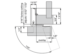 Compact 31C3 110&#730; Opening Wrap-Around Face Frame Hinge, 45mm Boring Pattern, Soft-Closing, 1-5/16" Overlay, Dowelled - Alt Image 2