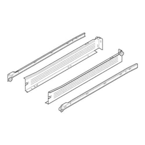 Blum Metabox 320N Drawer Slide with 75lb Capacity, 3/4 Extension, Soft-Closing, 2", White, 16 - Side View