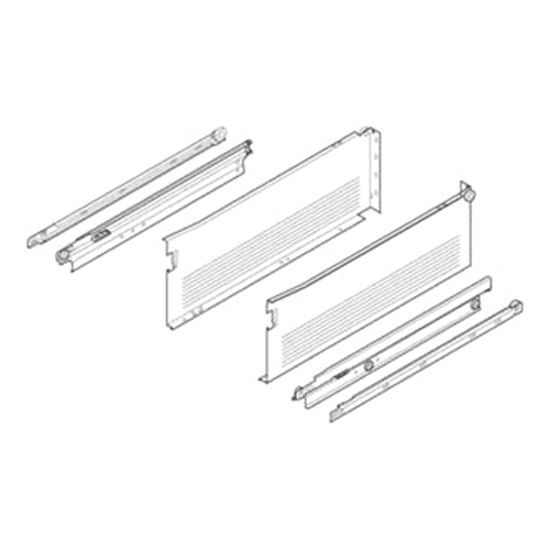 Blum Metabox 330H Drawer Slide with 75lb Capacity, Full Extension, Soft-Closing, 6" White Side View
