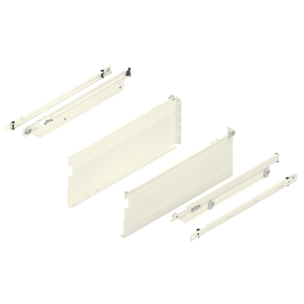 Blum Metabox 330M Drawer Slide with 75lb Capacity, Full Extension, Soft-Closing, White 16" - Front View