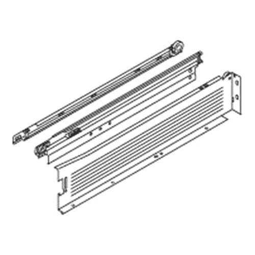 Blum Metabox 330M Drawer Slide with 75lb Capacity, Full Extension, Soft-Closing, White 16" - Side View