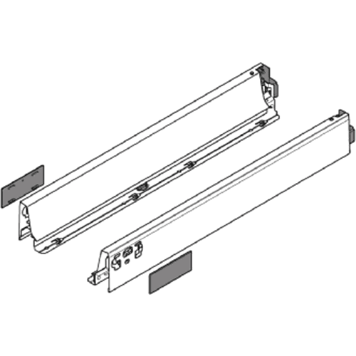 Blum Tandembox Drawer Profile with Gray finish and 18" length, N-Height 2-3/4"