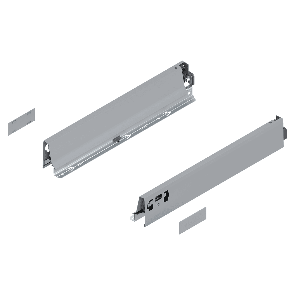 Blum Tandembox Drawer Profile in Gray with 2-3/4" N-Height and 18" length for easy installation and functional design